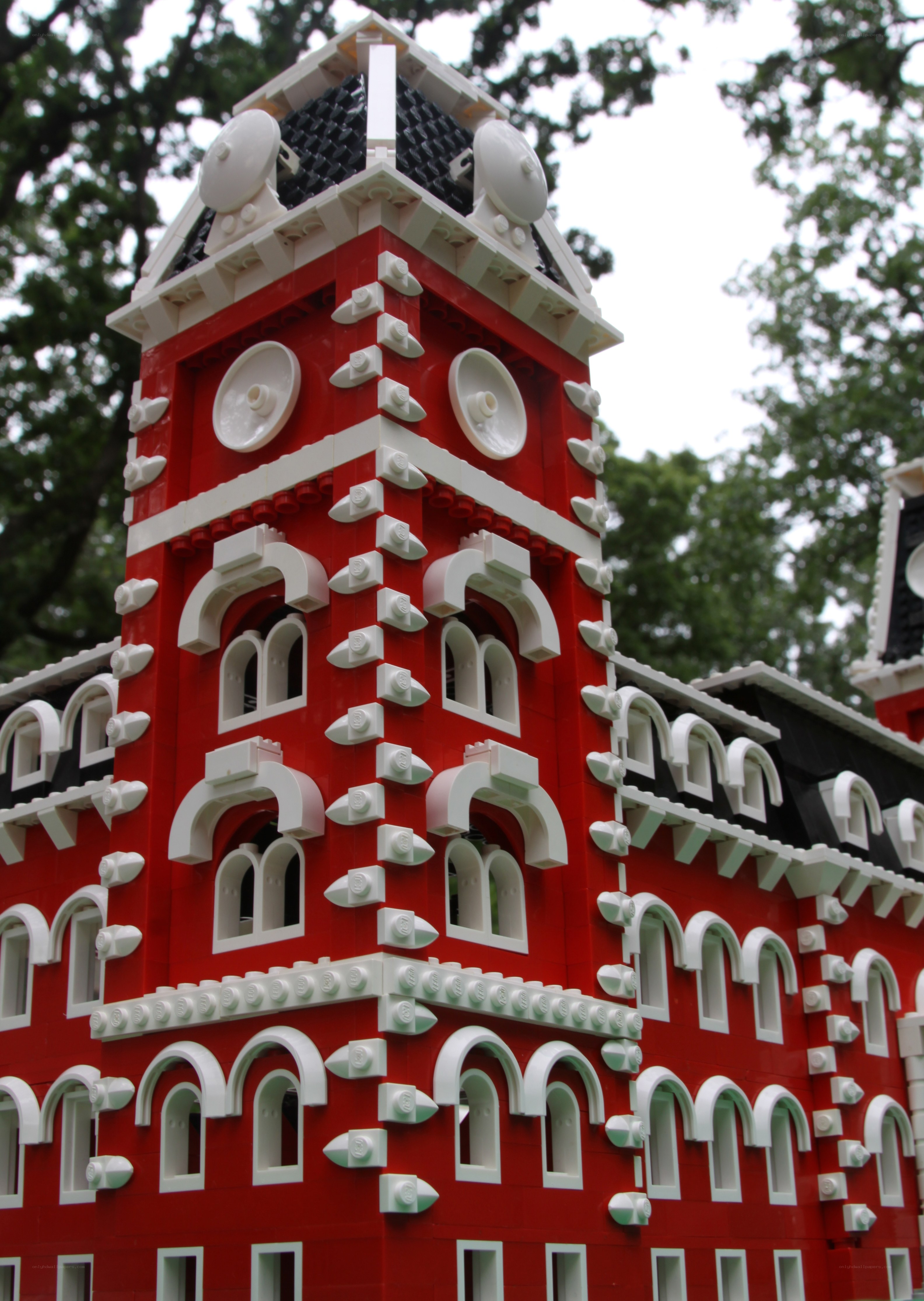 red lego clock tower