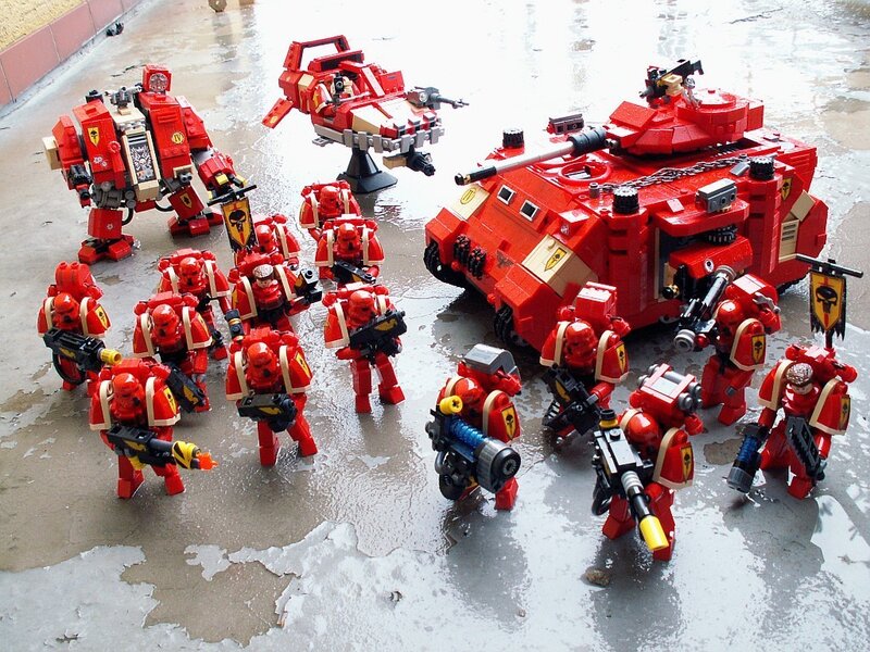Red Lego Soldiers and Vehicles