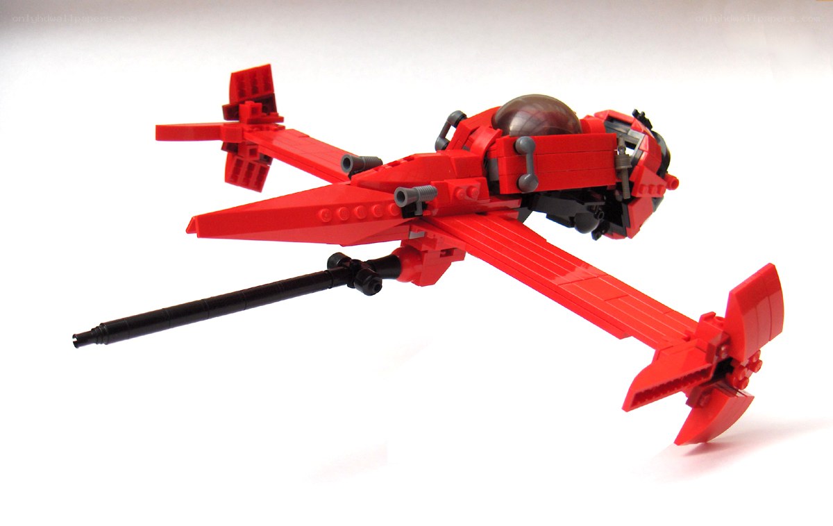 Red Lego spaceship model