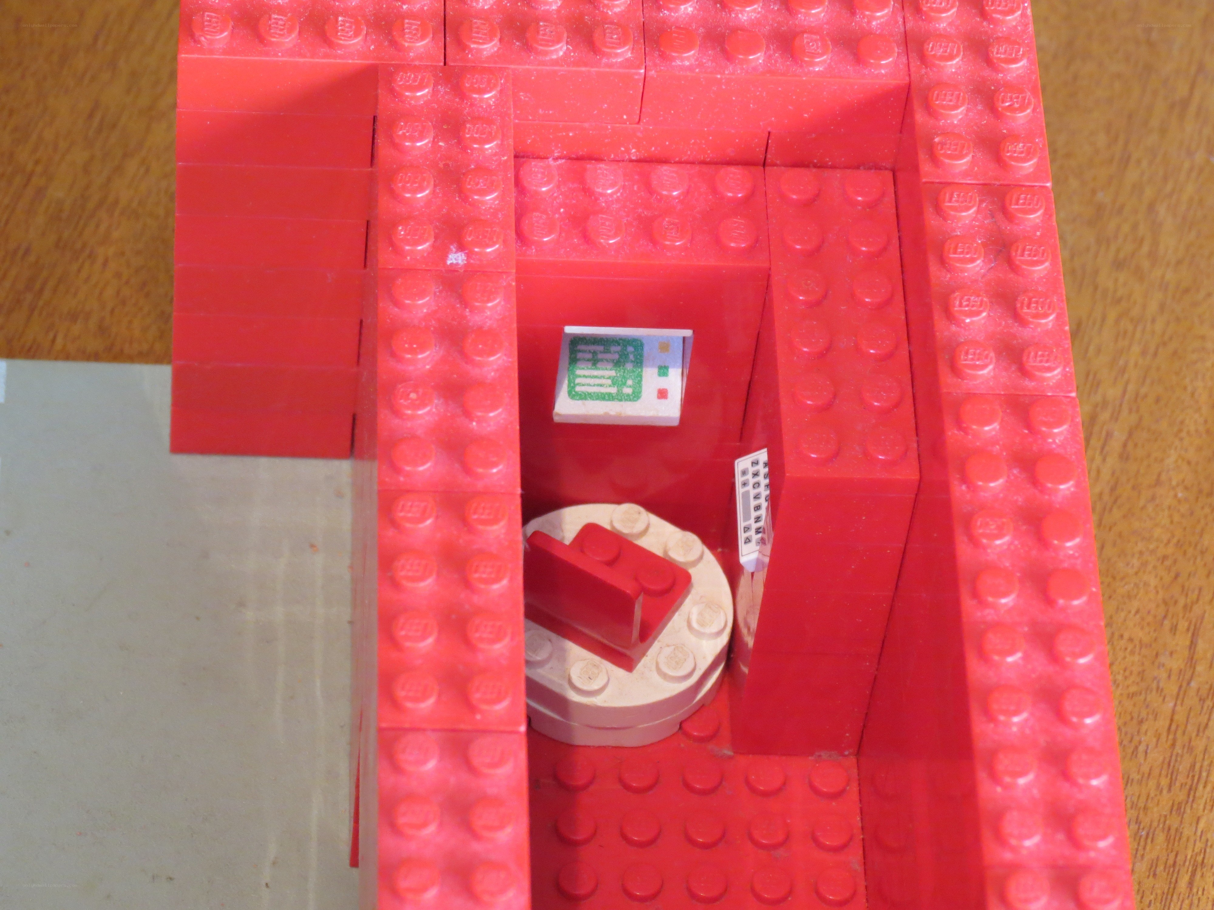 Red lego structure with display