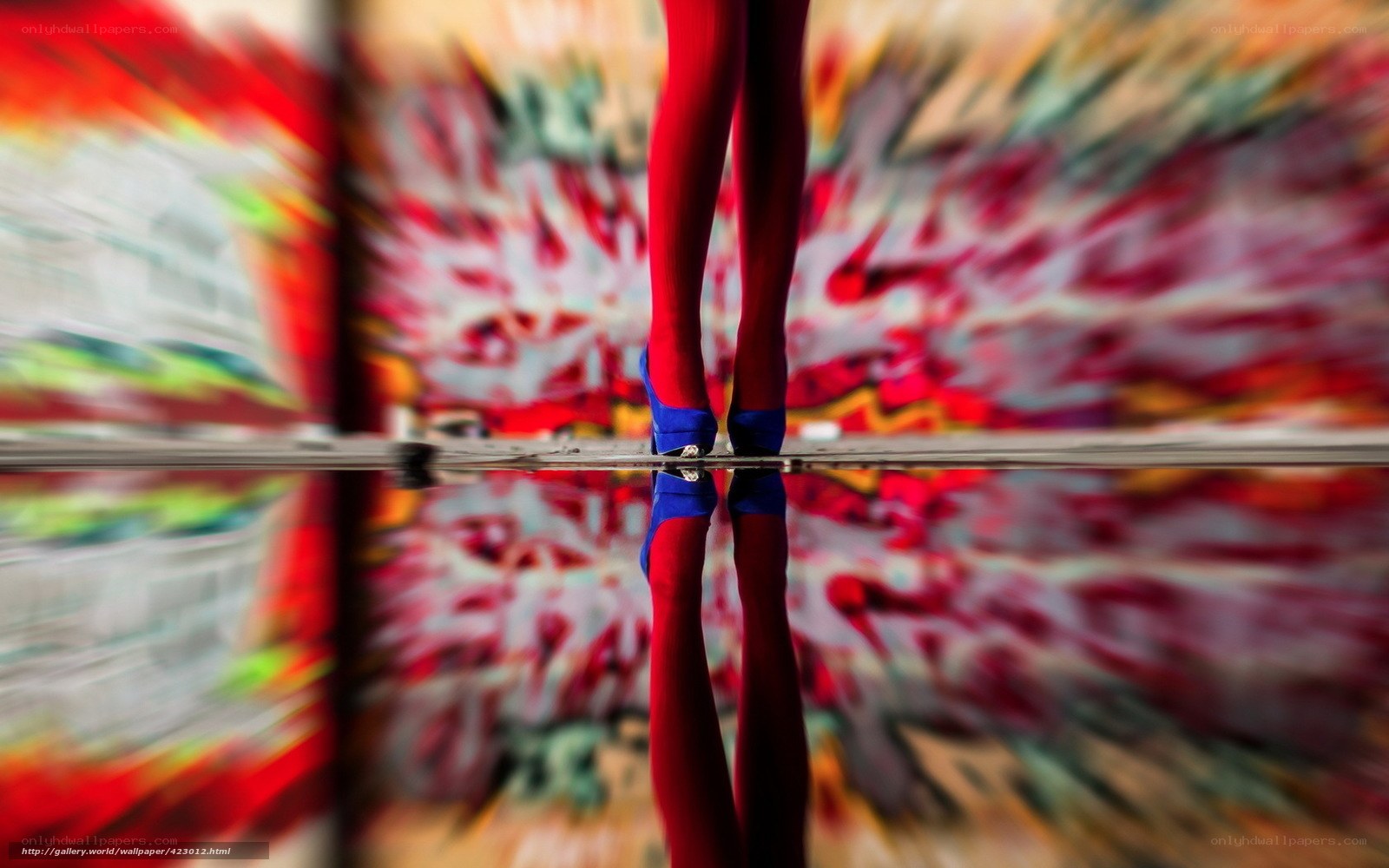 red legs in blue heels