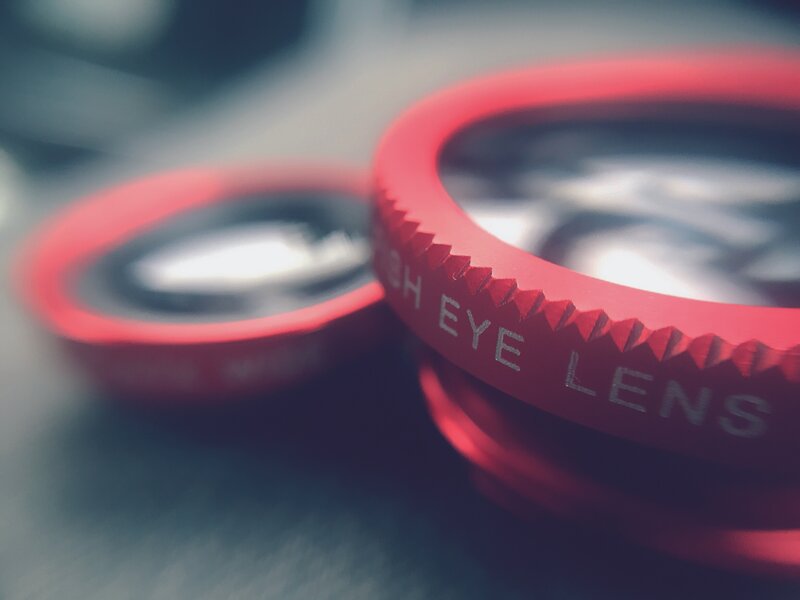 Red lens filter close-up