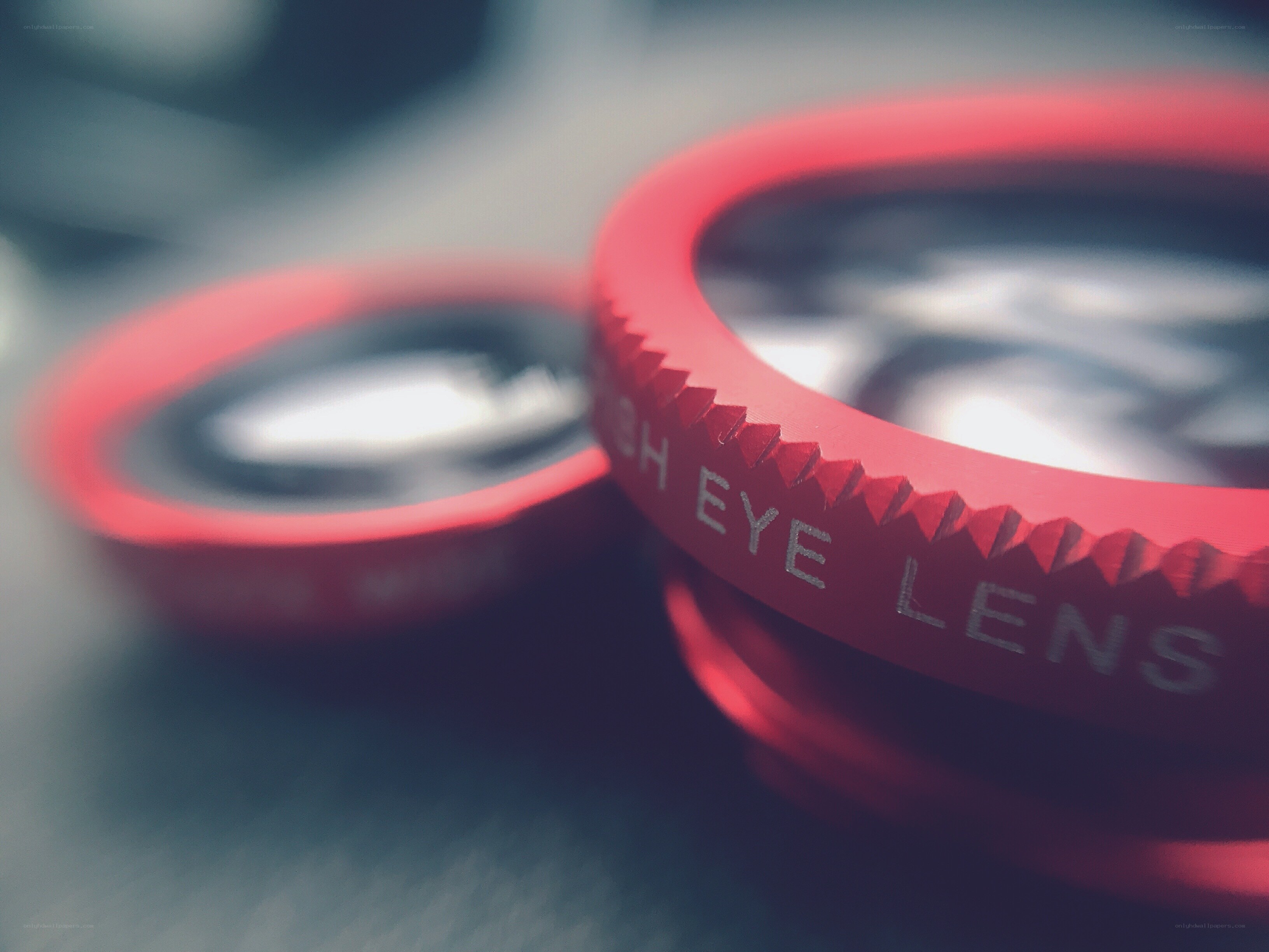 Red lens filter close-up