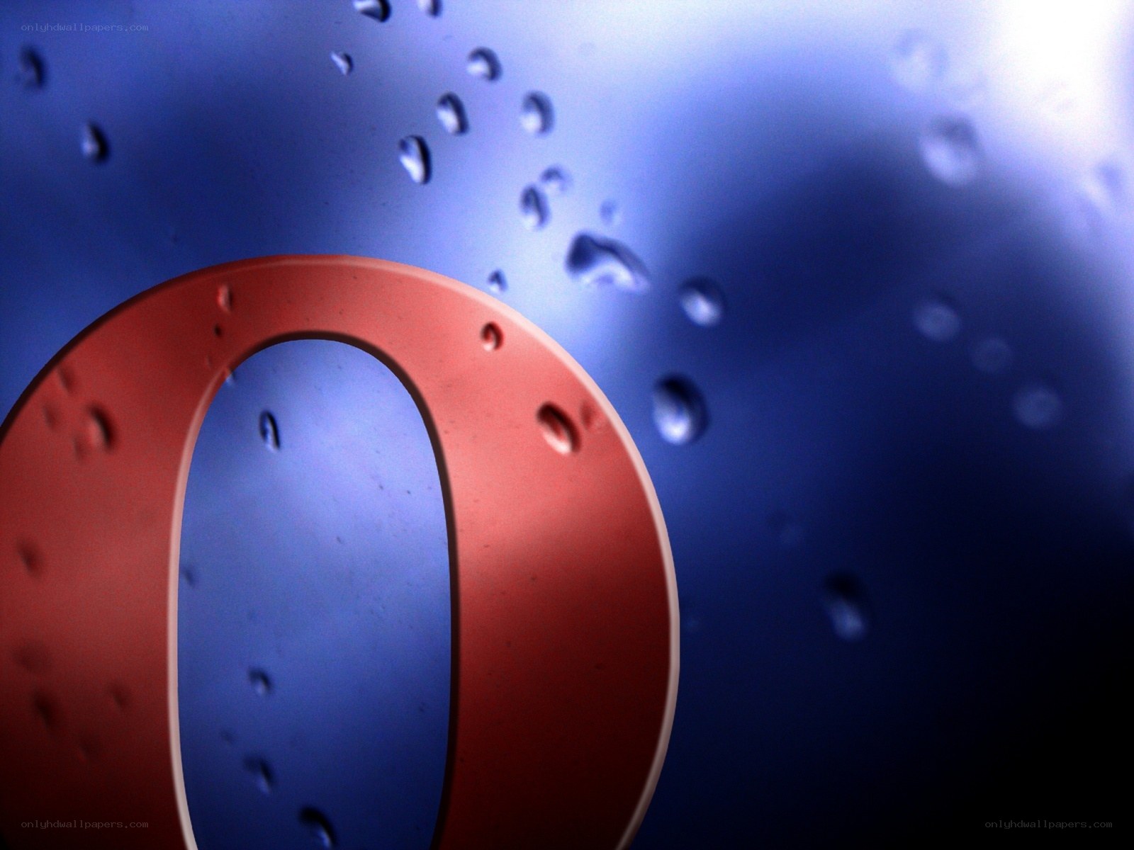 Red letter O on blue background