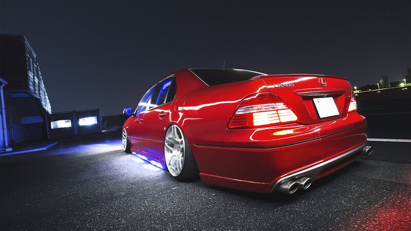 red lexus at night