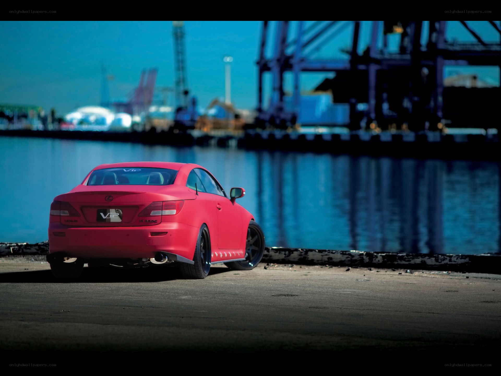 Red Lexus at the port
