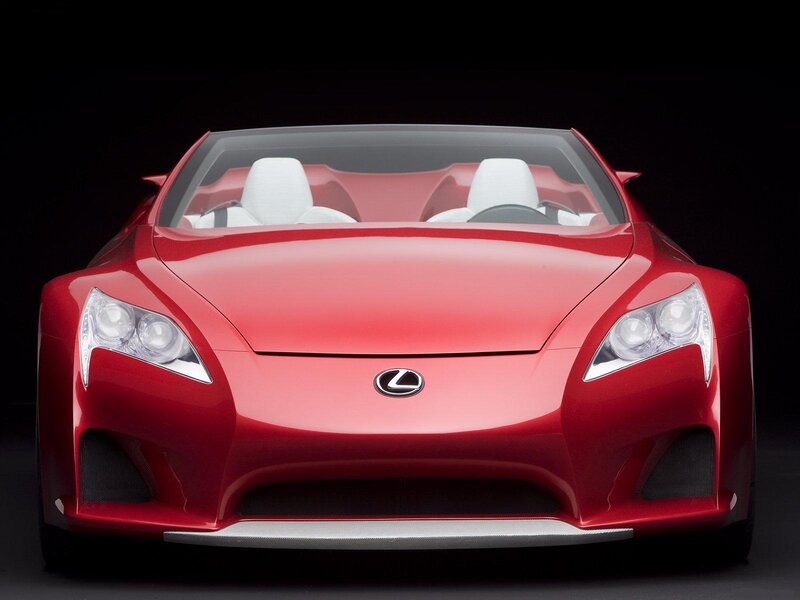 Red Lexus Concept Car — Dramatic, Photograph, White Seats, Convertible Top, Black