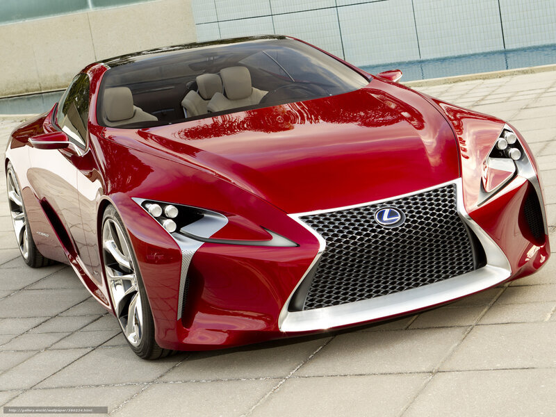 Red Lexus Concept Car — Modern, Afternoon, Photograph, Pool, Building
