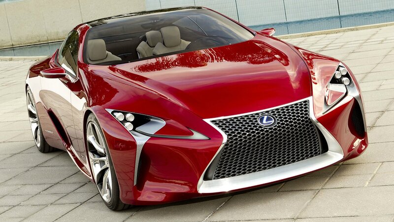 Red Lexus Concept Car — Modern, Afternoon, Photograph, Pool, Pavement, Car Interior