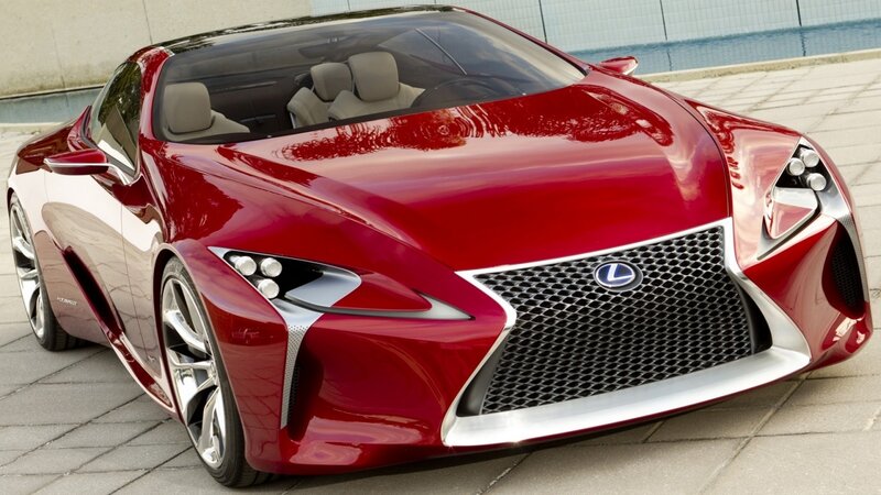 Red Lexus Concept Car — Modern, Afternoon, Photograph, Pool, Pavement