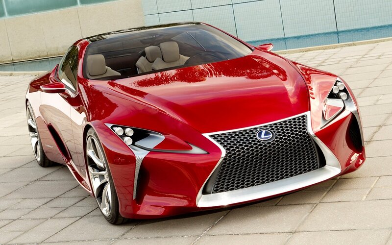 Red Lexus Concept Car — Modern, Afternoon, Photograph, Pool