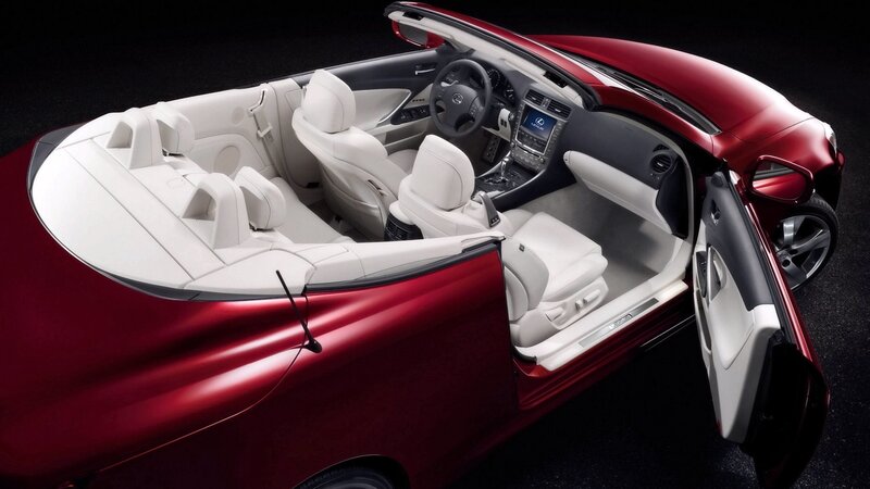 Red Lexus convertible interior