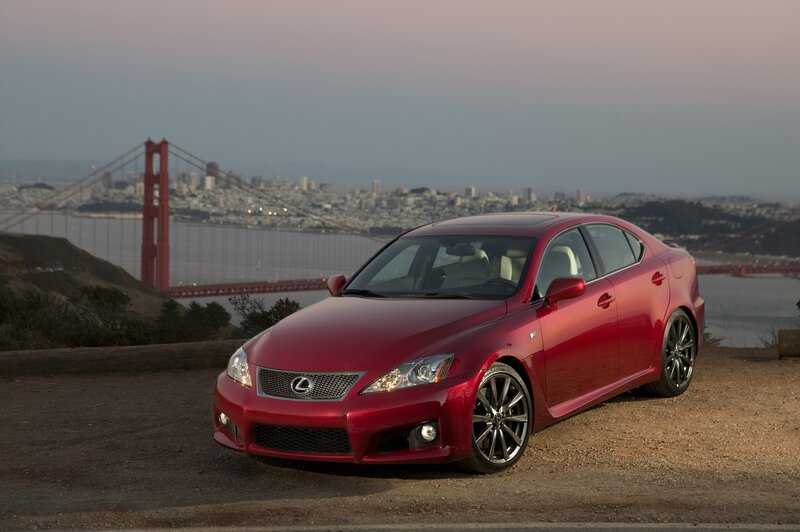 Red Lexus IS-F by Golden Gate Bridge
