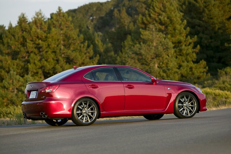 Red Lexus IS-F on a road