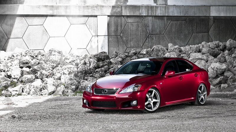 Red Lexus IS-F on gravel