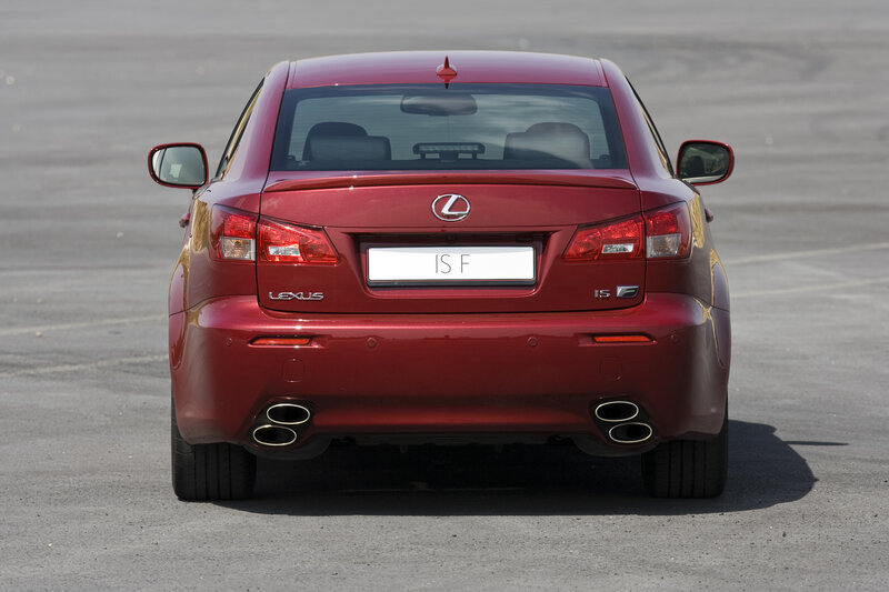 Red Lexus IS F rear view