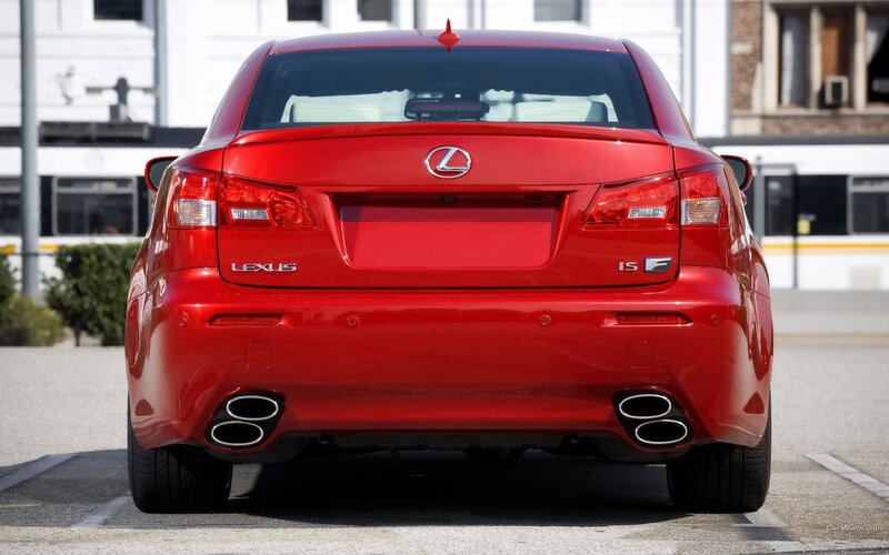 Red Lexus IS F rear view