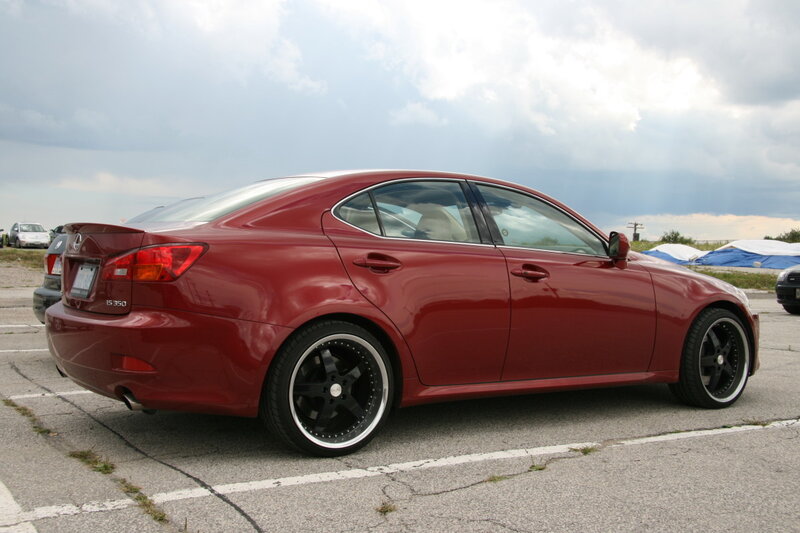 Red Lexus IS350 sedan