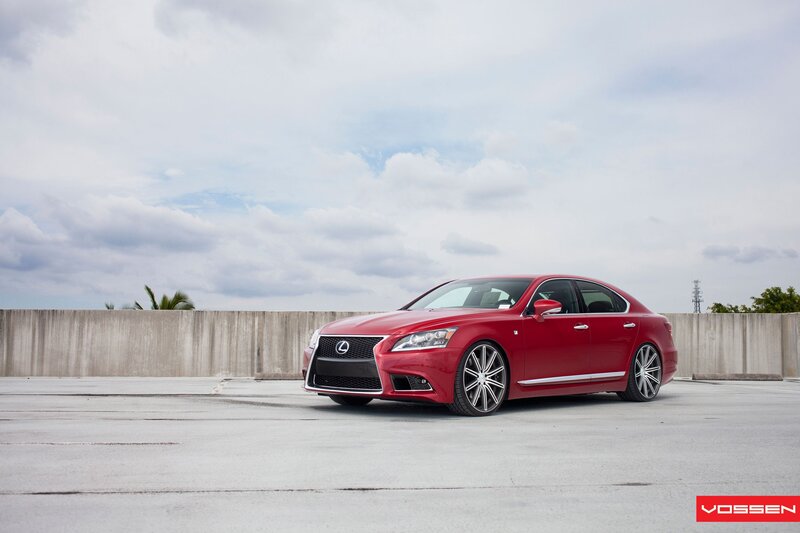Red Lexus LS460 on rooftop