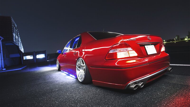 Red Lexus Sedan — Dramatic, Night