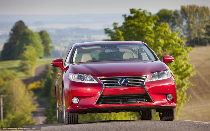 Red Lexus sedan on a country road
