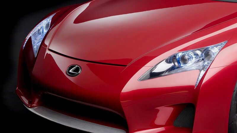 Red Lexus sports car front