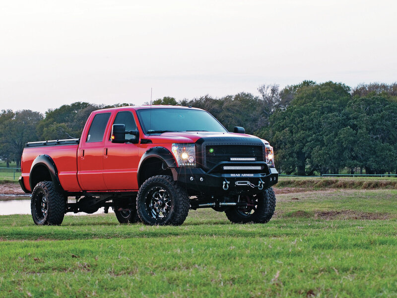 Red Lifted Pickup Truck — Calm