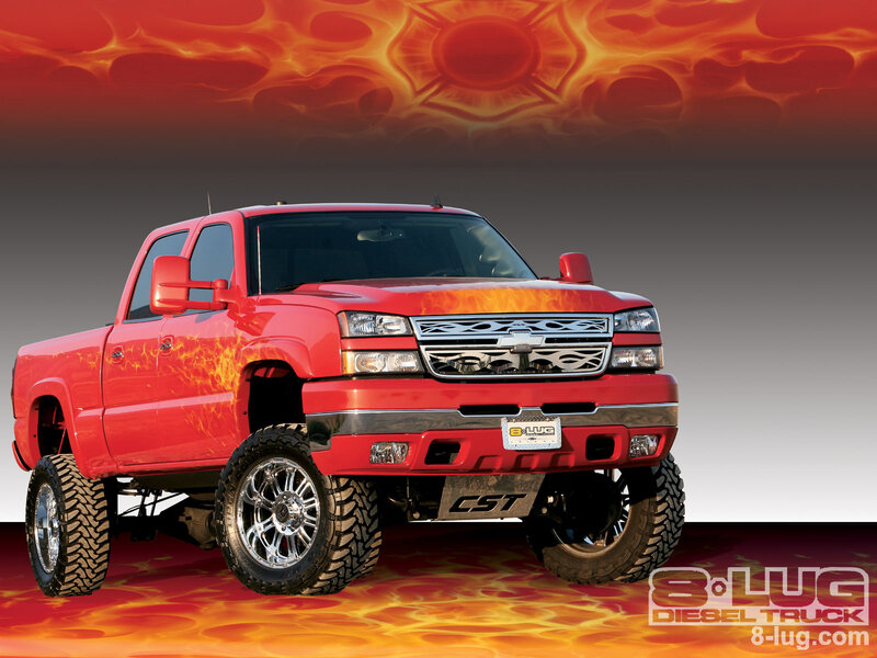 Red Lifted Pickup Truck — Dramatic, Digital Art