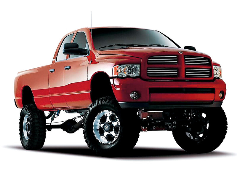 Red Lifted Pickup Truck — Dramatic, Photograph, Grille