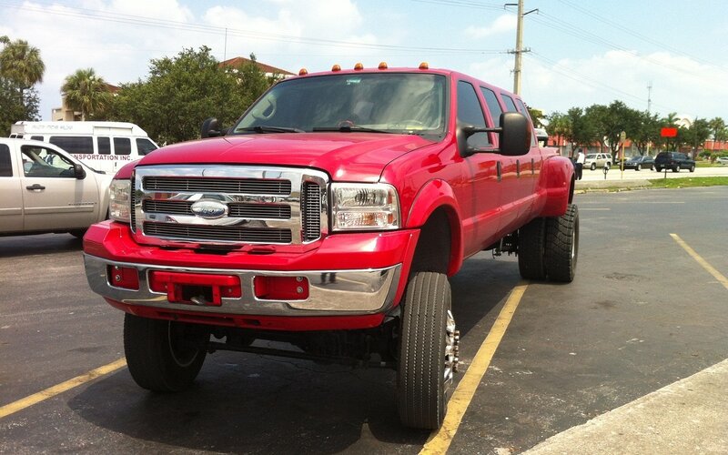 Red Lifted Pickup Truck — Neutral