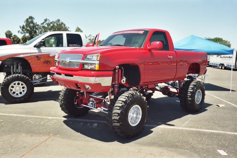 Red Lifted Pickup Truck — Outdoor