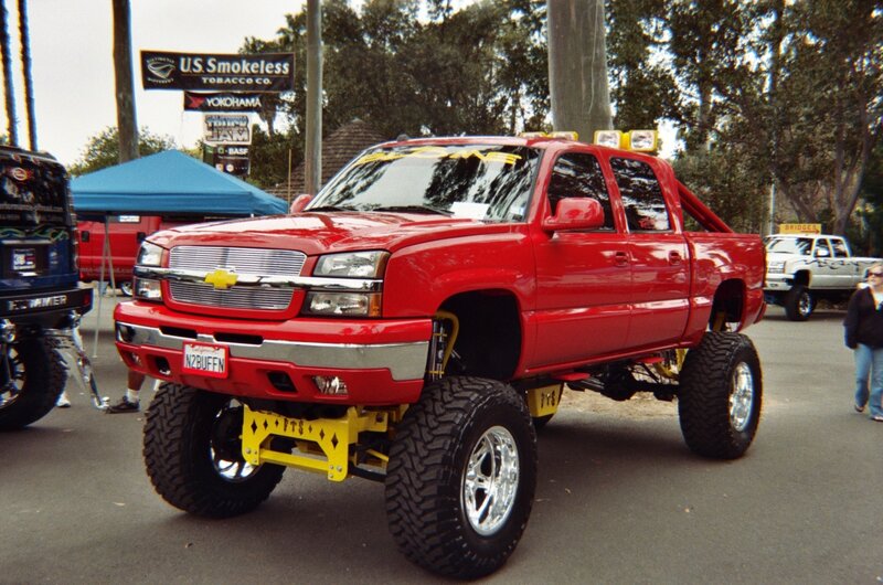 Red Lifted Pickup Truck