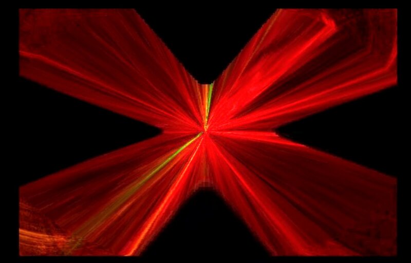 Red Light Beams Forming X