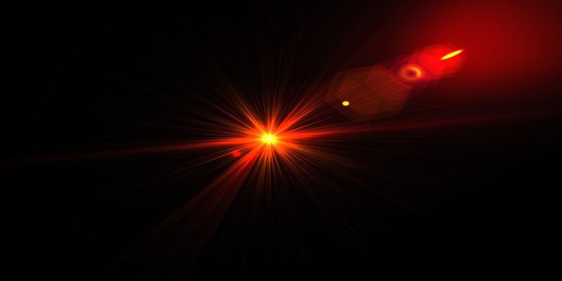 Red Light Burst — Dramatic, Abstract, Light Rays, Lens Flare