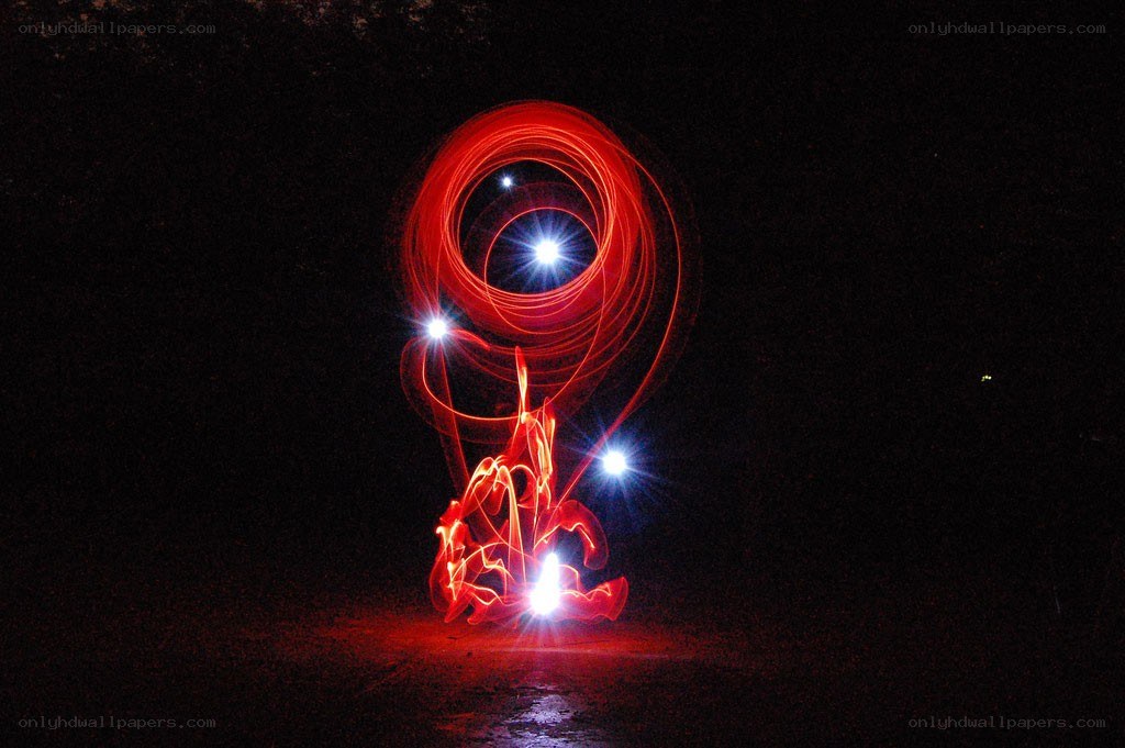 Red light painting in darkness