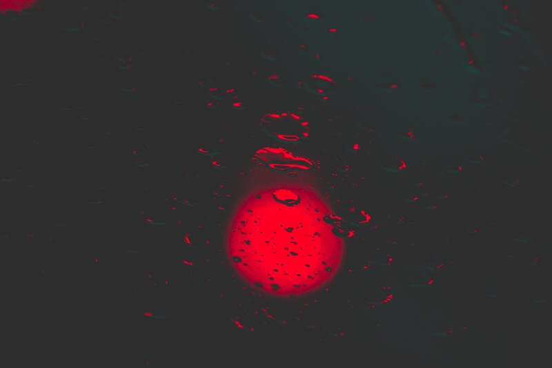 Red Light Through Water Droplets