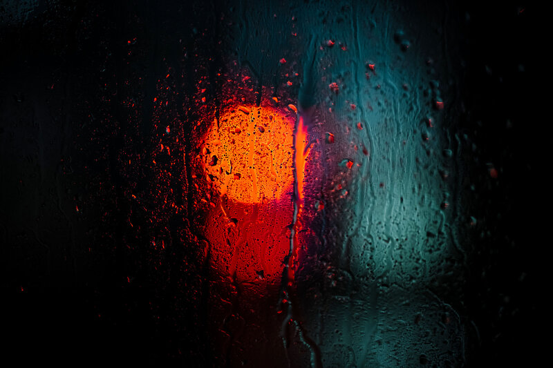 Red Light Through Wet Glass