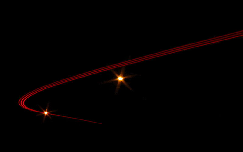 Red Light Trails at Night — Black