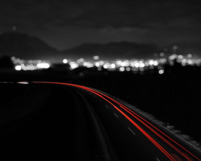 Red Light Trails on Road