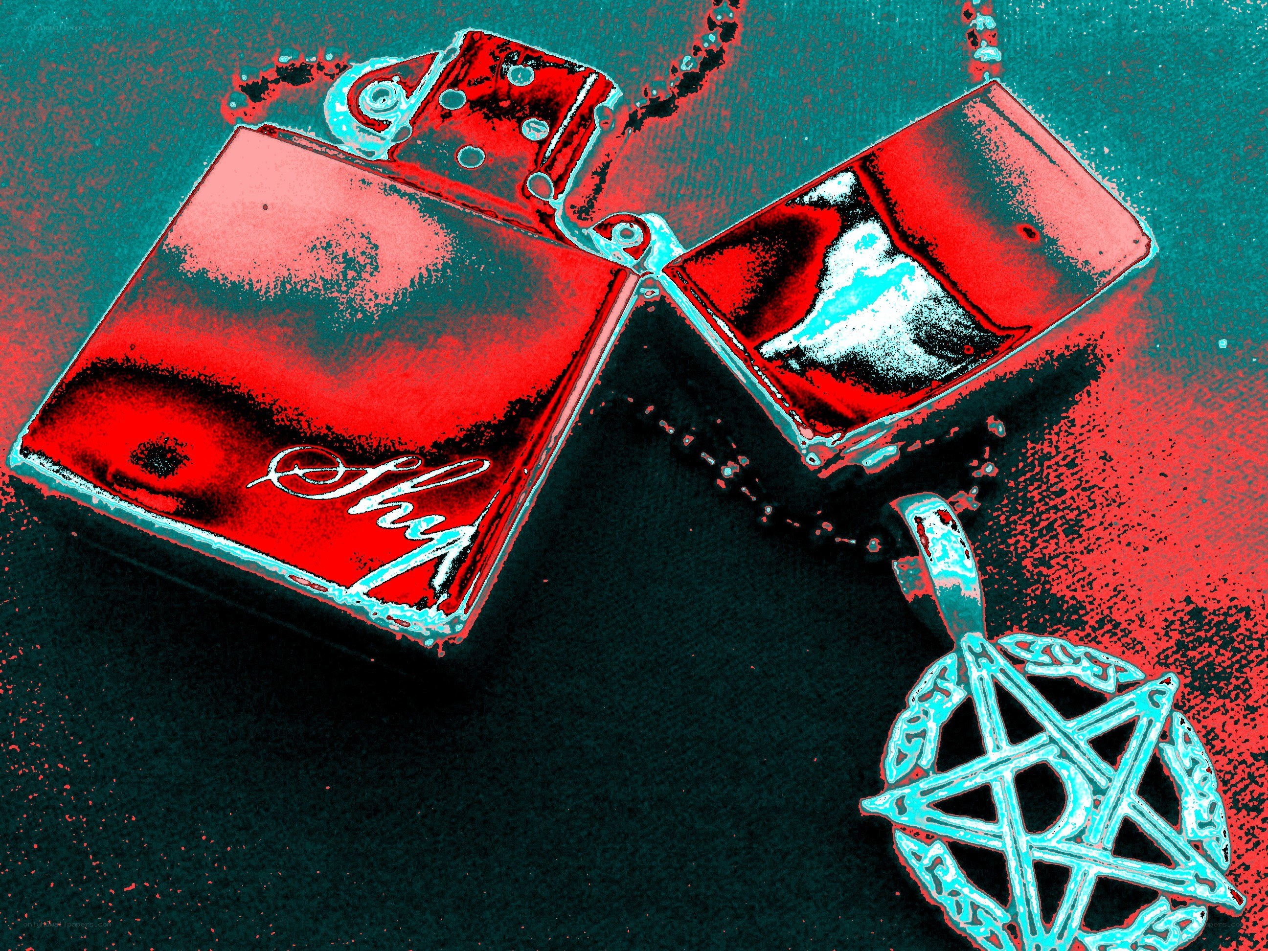 Red lighter with pentagram pendant