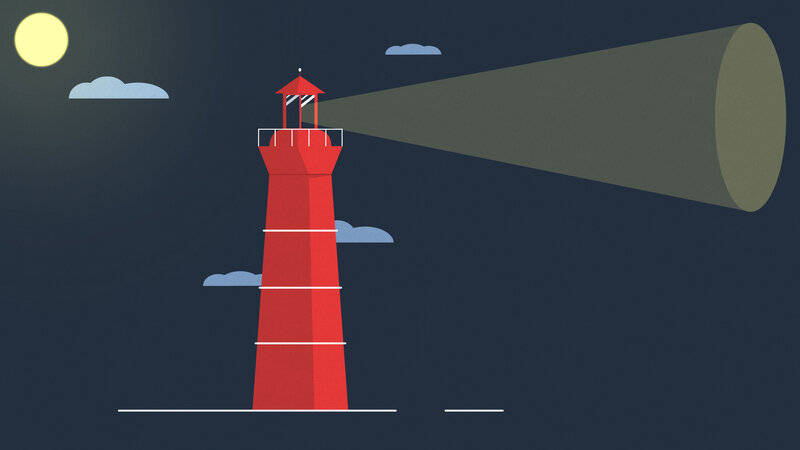 Red Lighthouse at Night
