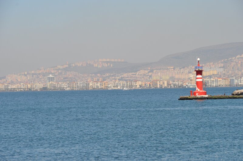 Red Lighthouse in Harbor