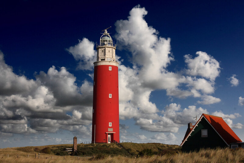 Red Lighthouse on Hill