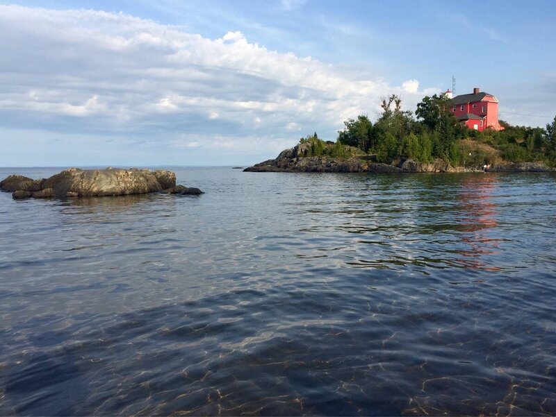 Red Lighthouse on Island