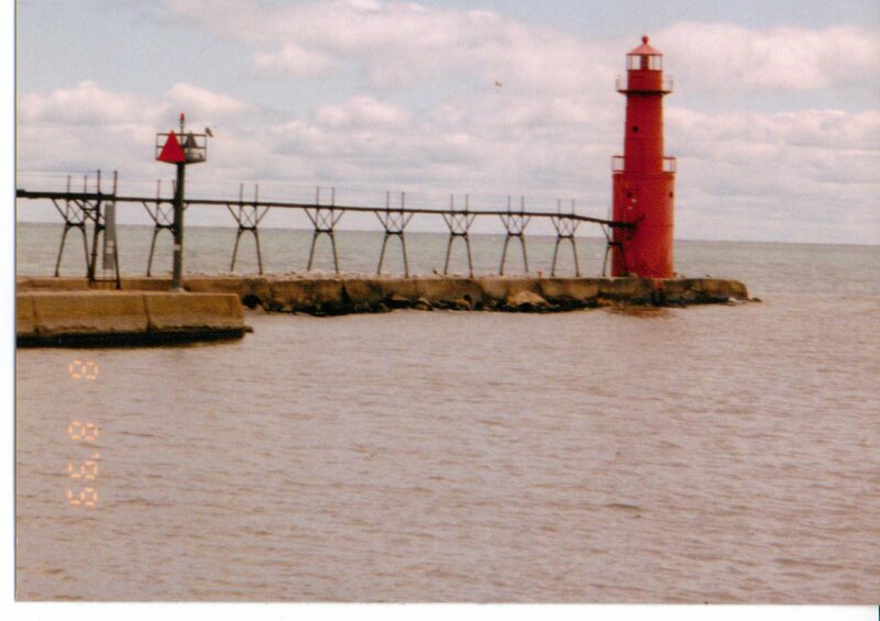 Red Lighthouse on Pier — Calm
