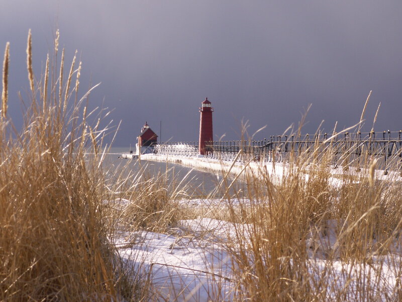 Red Lighthouse on Pier