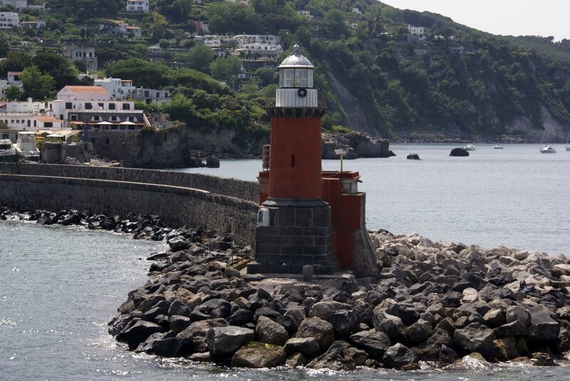 Red Lighthouse on Rocks
