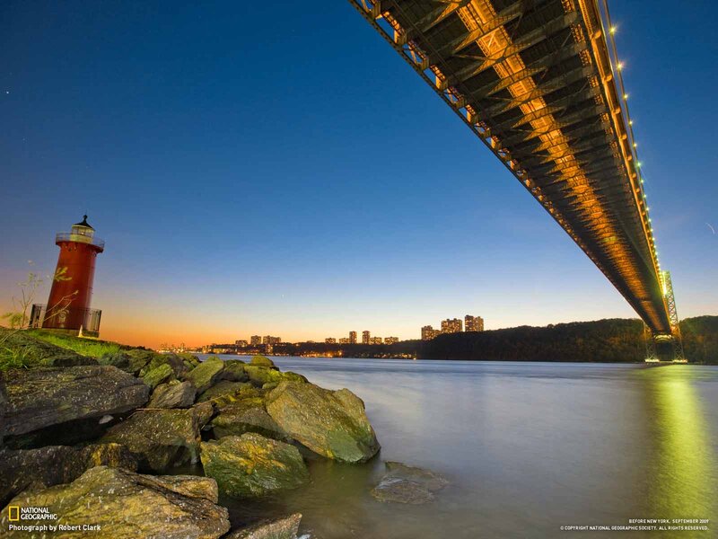 Red Lighthouse under Bridge
