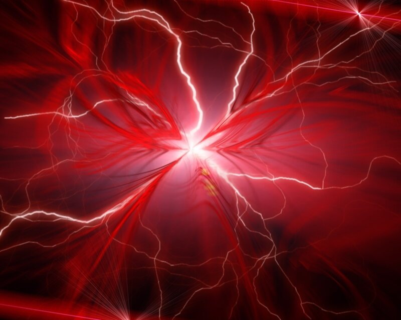 Red lightning explosion