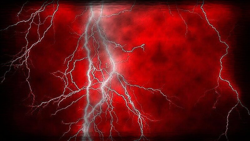 Red Lightning Storm — Dramatic